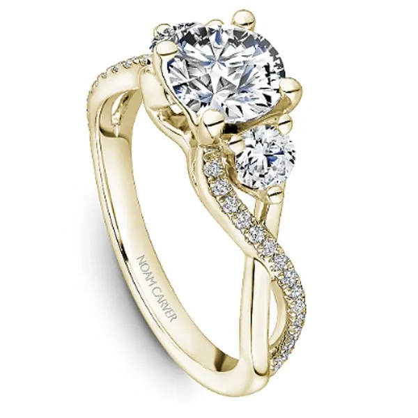 Noam Carver Twisted Shank Three Stone Diamond Engagement Ring