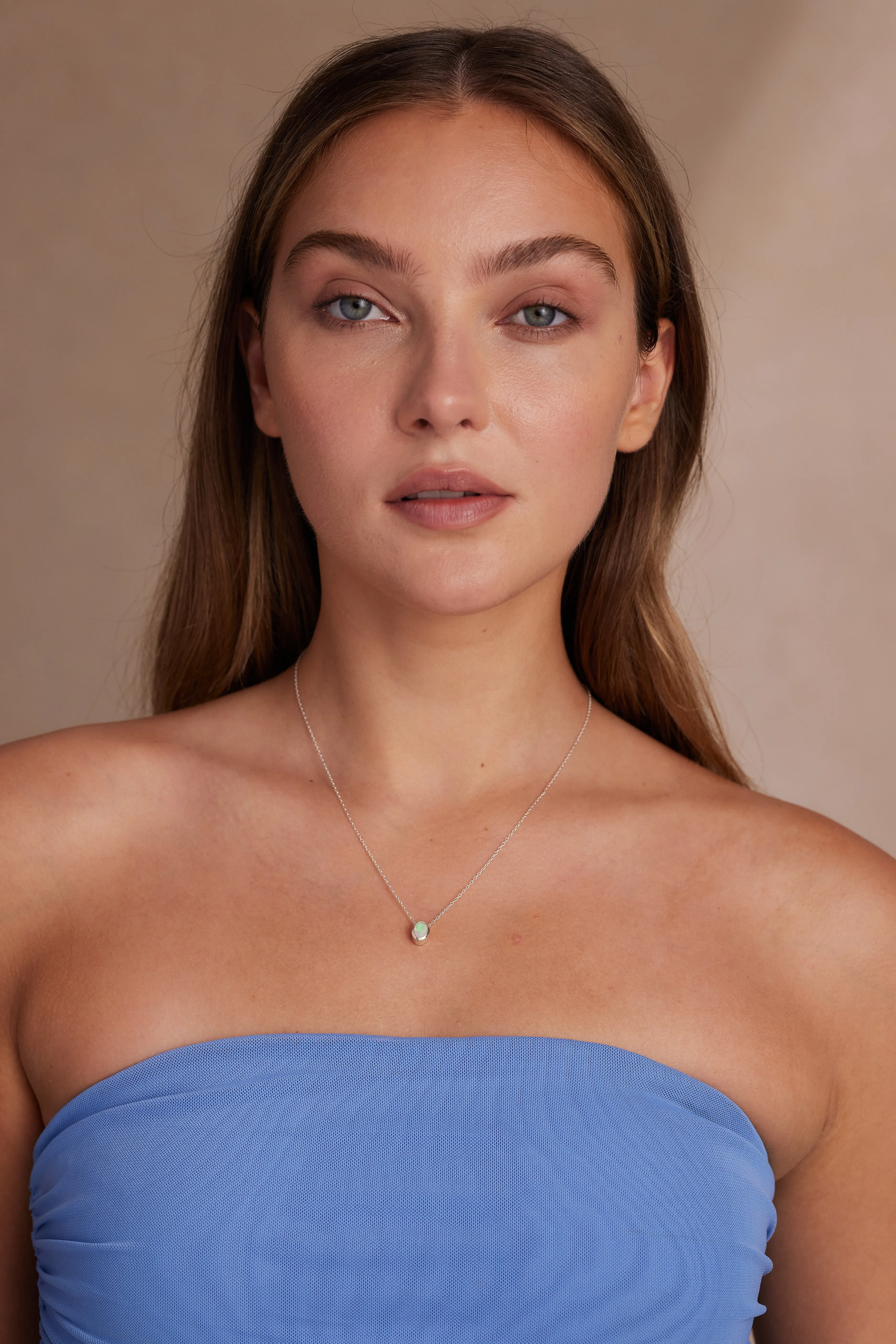 October Opal Silver Oval Birthstone Necklace