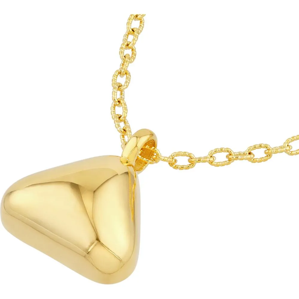 Olas d'Oro - 14K Yellow Gold Puffed Triangle Charm with Jump Ring Closure - 1.88 Grams
