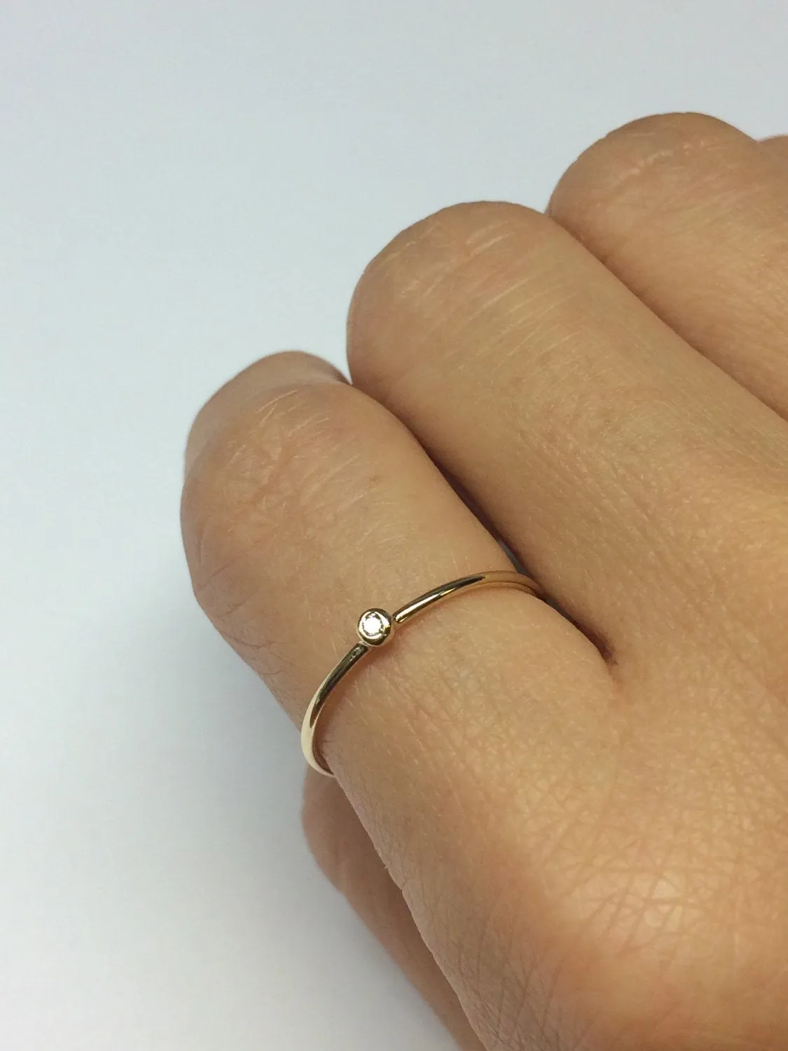 Old English Initial & Mini Solitaire Ring