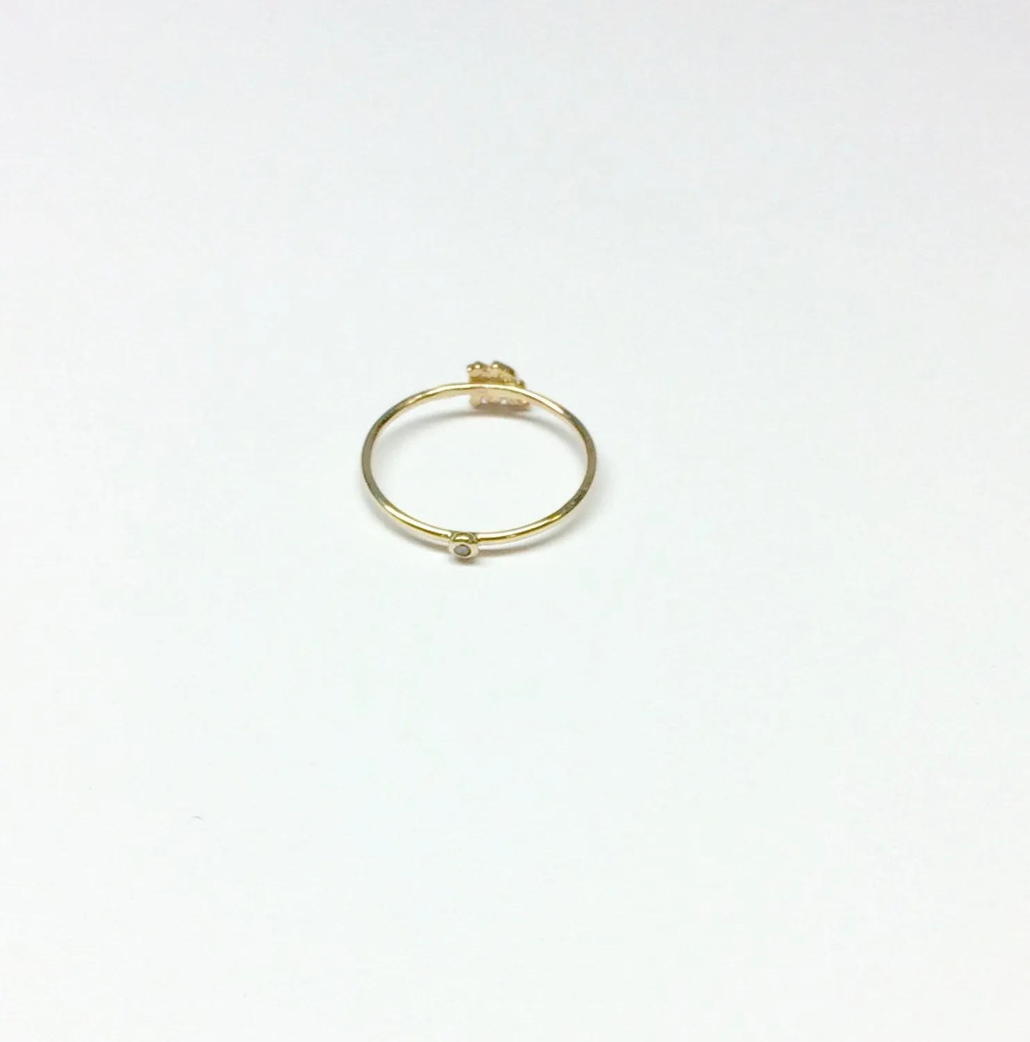 Old English Initial & Mini Solitaire Ring