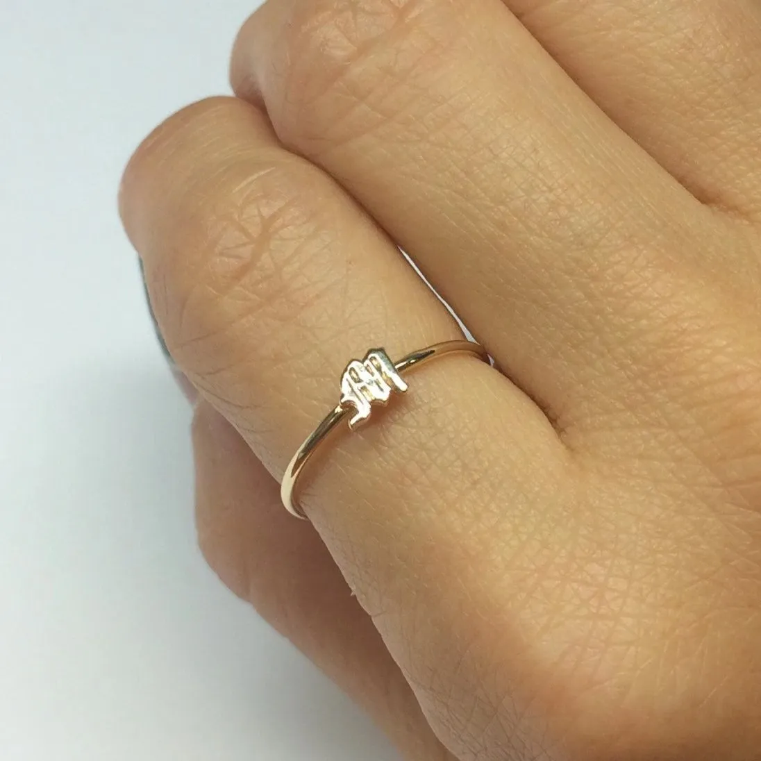 Old English Initial & Mini Solitaire Ring