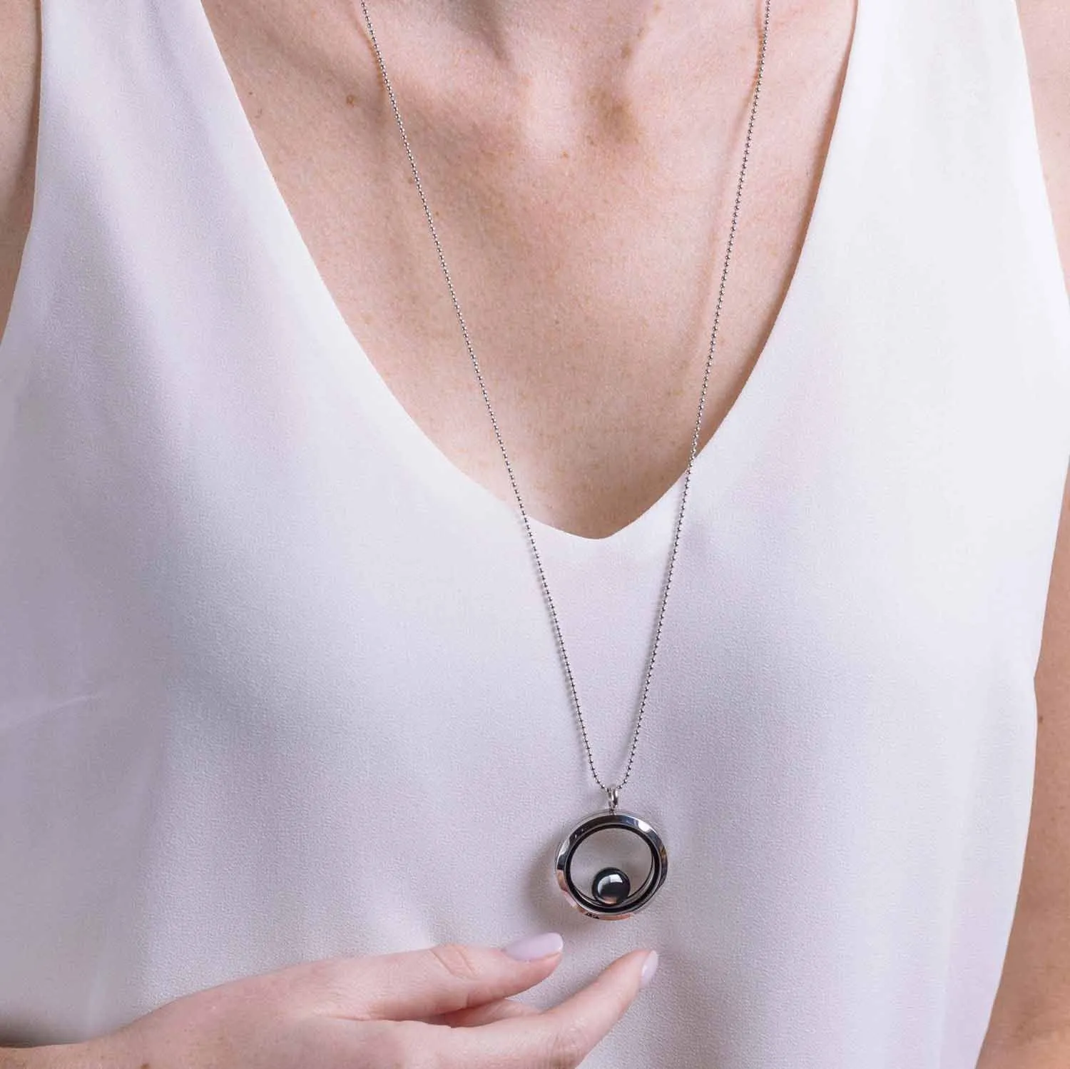 One Moon Locket in Stainless Steel