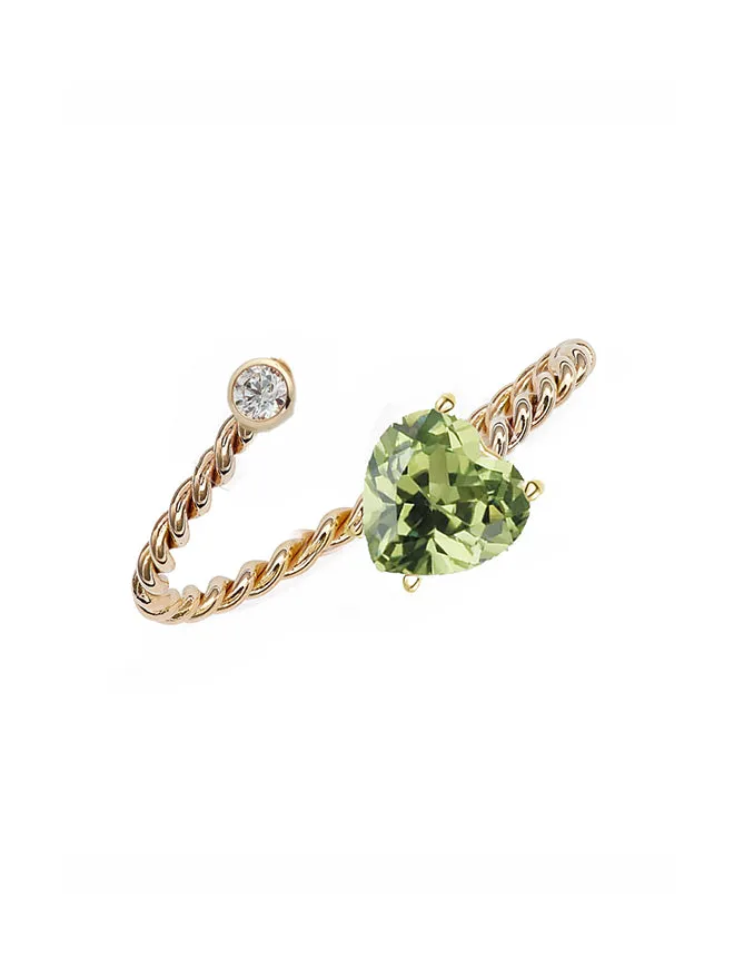 Open Twist Gem Heart Pearl Ring