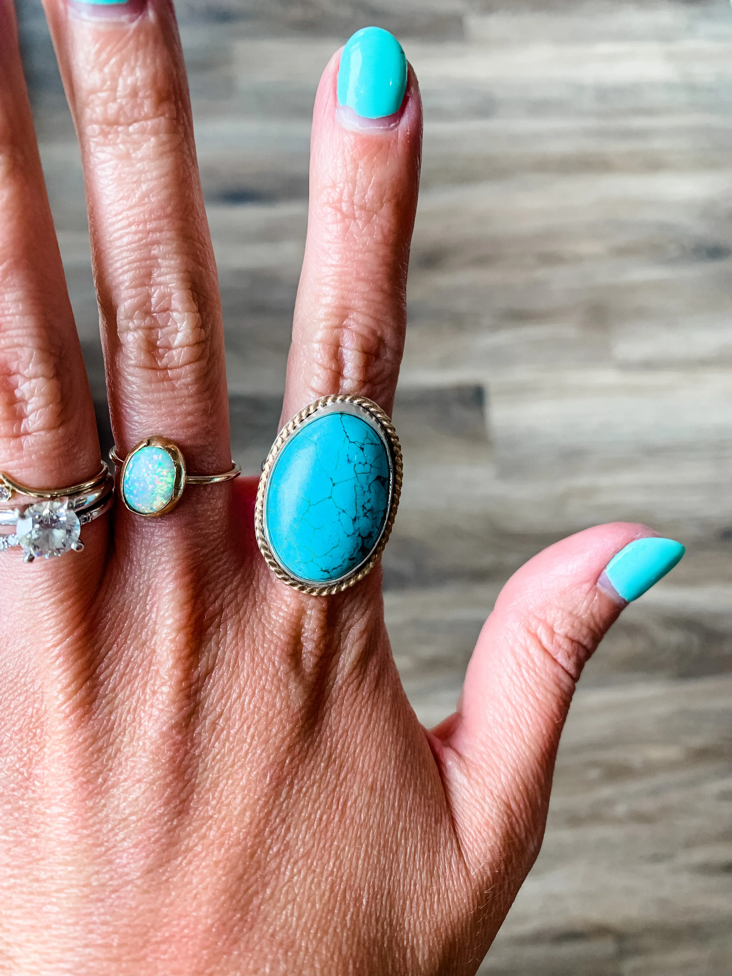 Out West Mixed Metal Turquoise Ring - 7.5