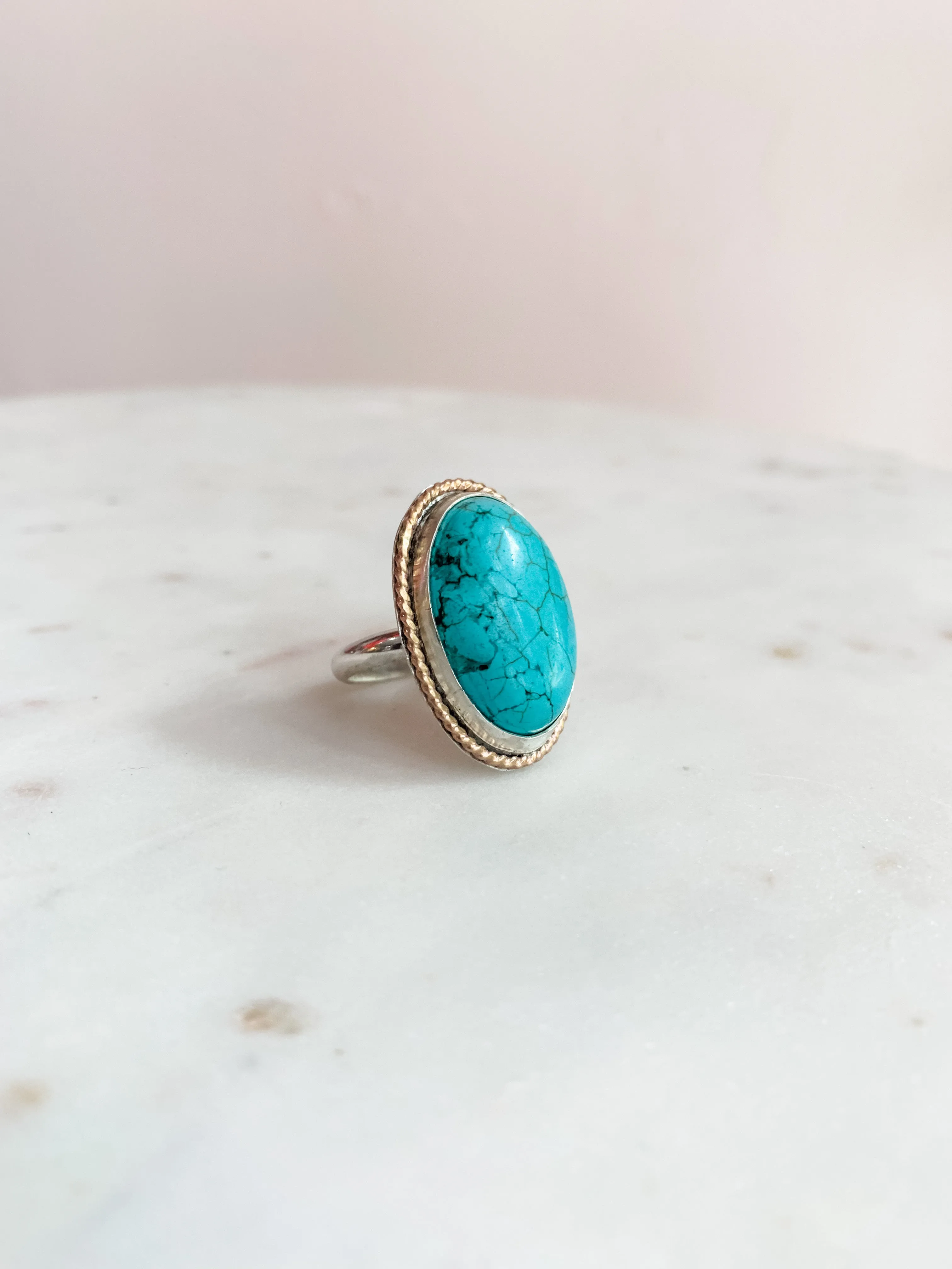 Out West Mixed Metal Turquoise Ring - 7.5