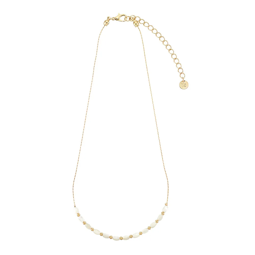 Oval Beaded Mother of Pearl 15" Necklace