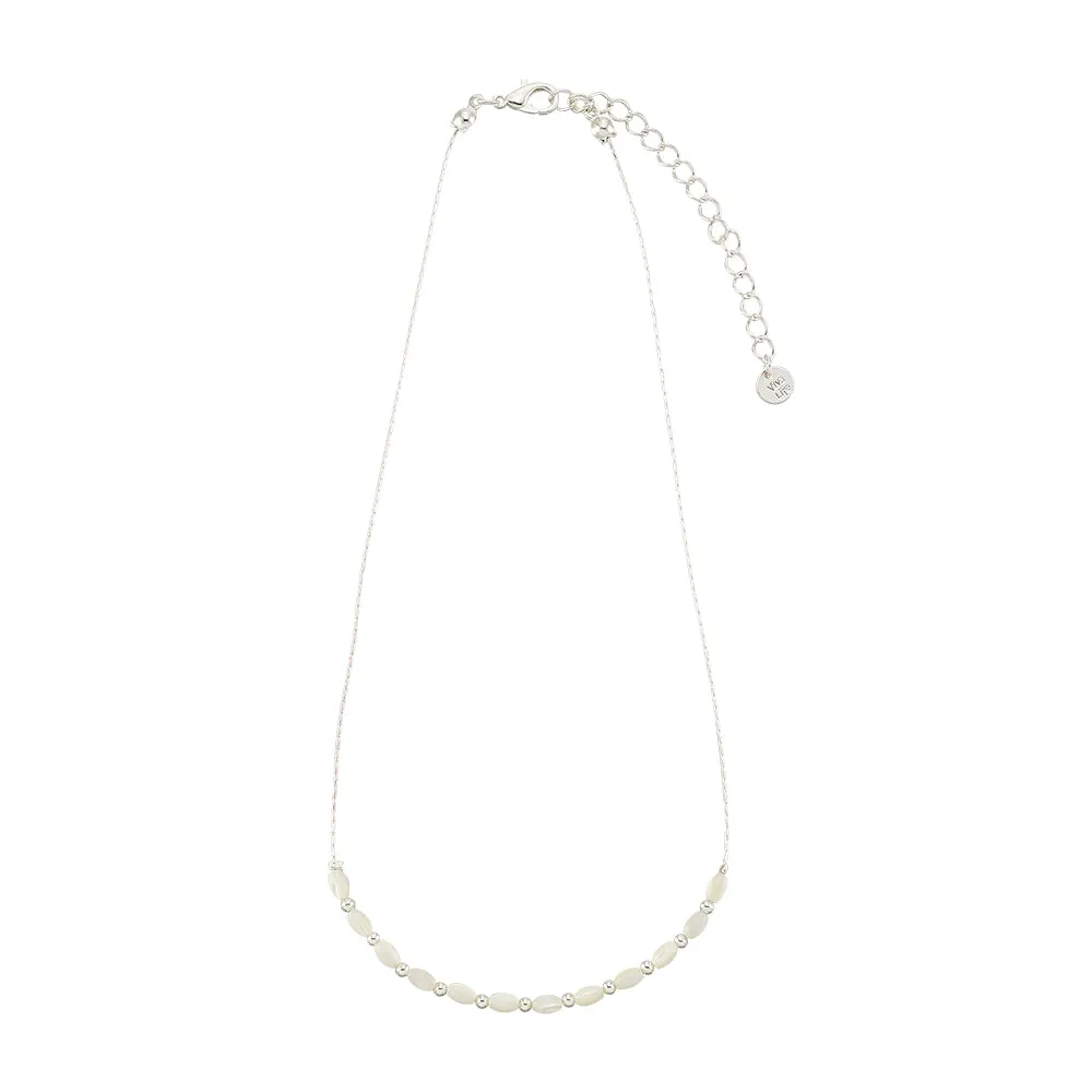 Oval Beaded Mother of Pearl 15" Necklace