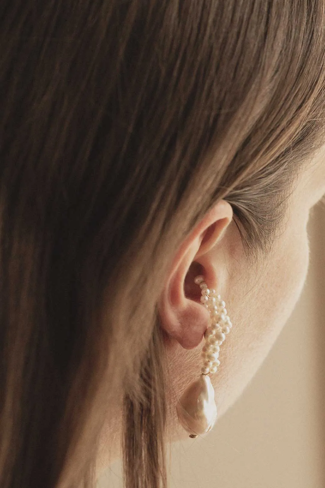 P15 Gotcha pearl and recycled gold vermeil earrings