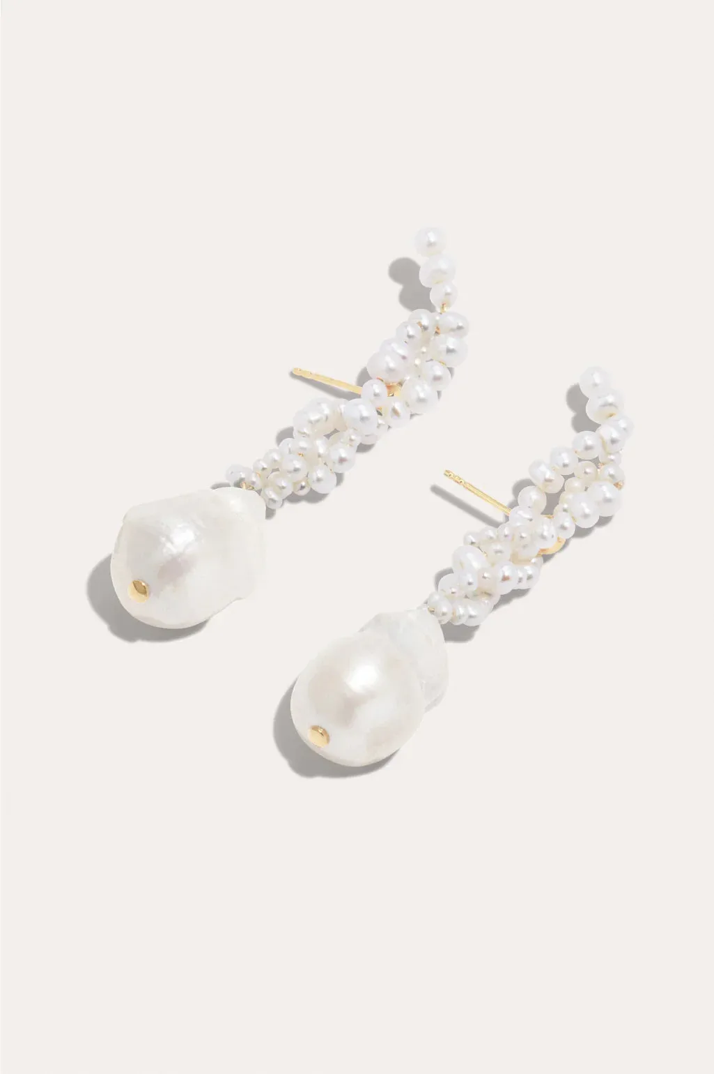 P15 Gotcha pearl and recycled gold vermeil earrings