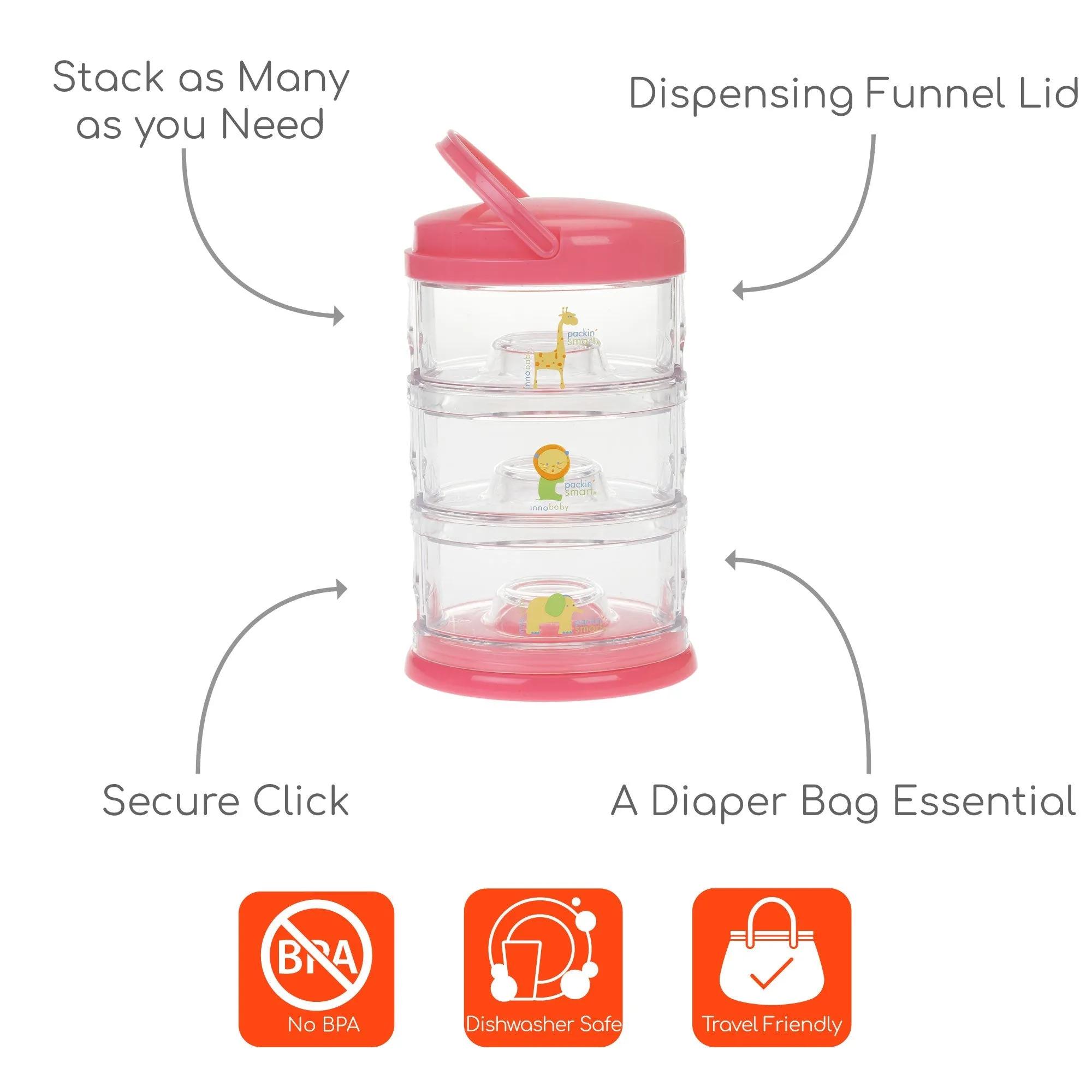 Packin' SMART Stackables -3 Tier Zoo Animal
