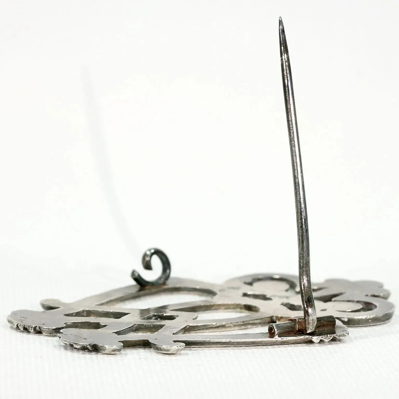 Pair Georgian Silver Luckenbooth Brooches Pins Scottish Wedding Jewelry