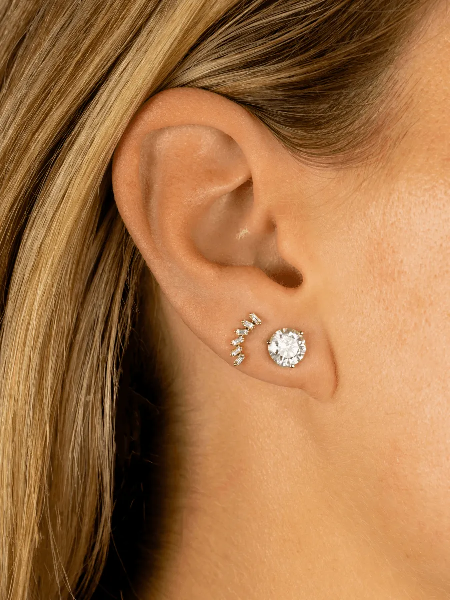 Paris Baguette Stud Earrings 14K