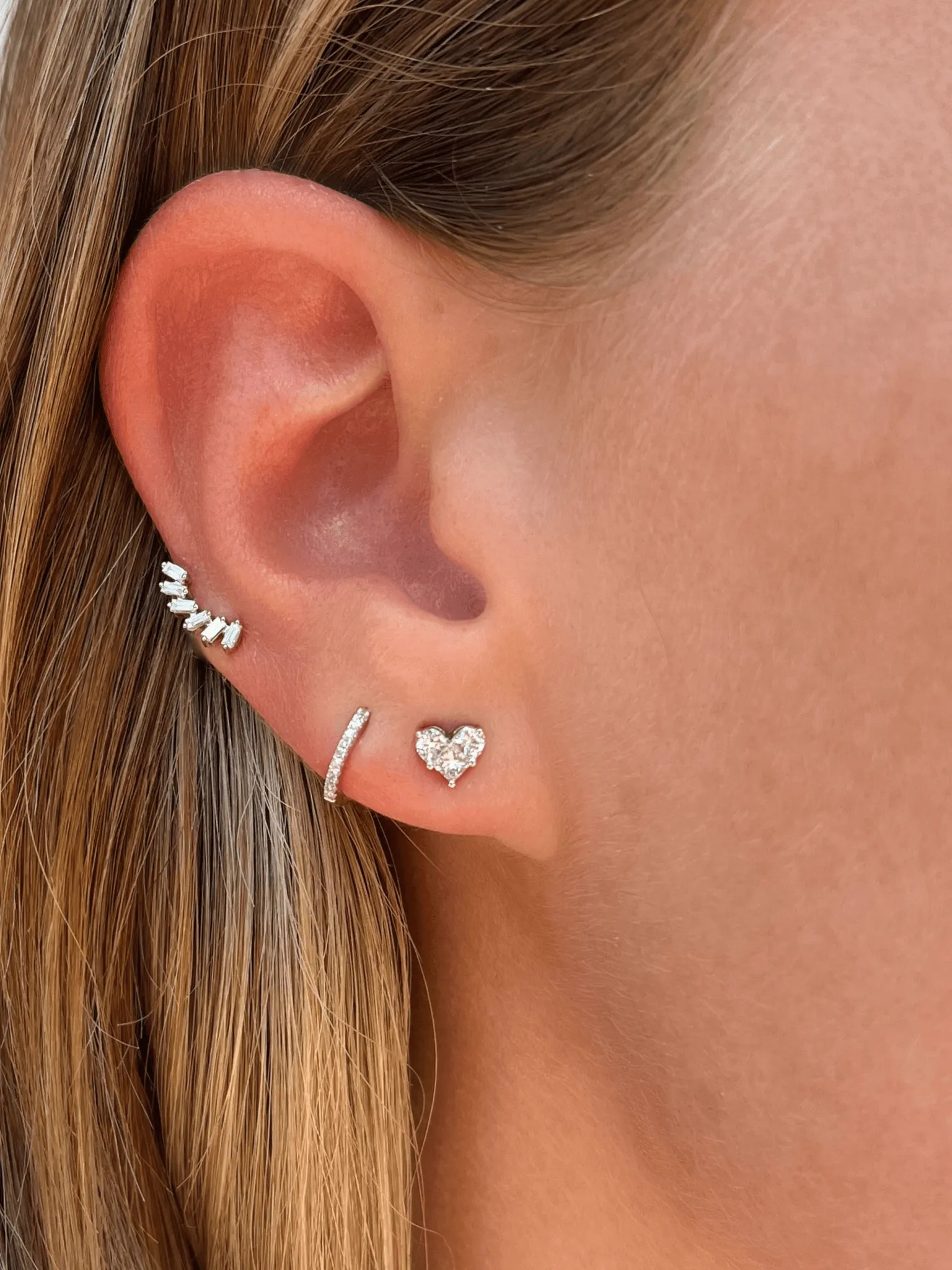 Paris Baguette Stud Earrings 14K