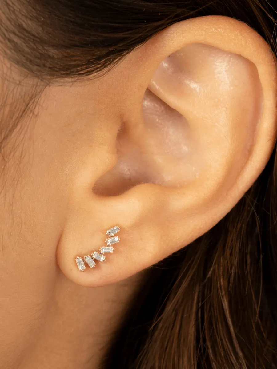 Paris Baguette Stud Earrings 14K
