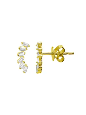 Paris Baguette Stud Earrings 14K