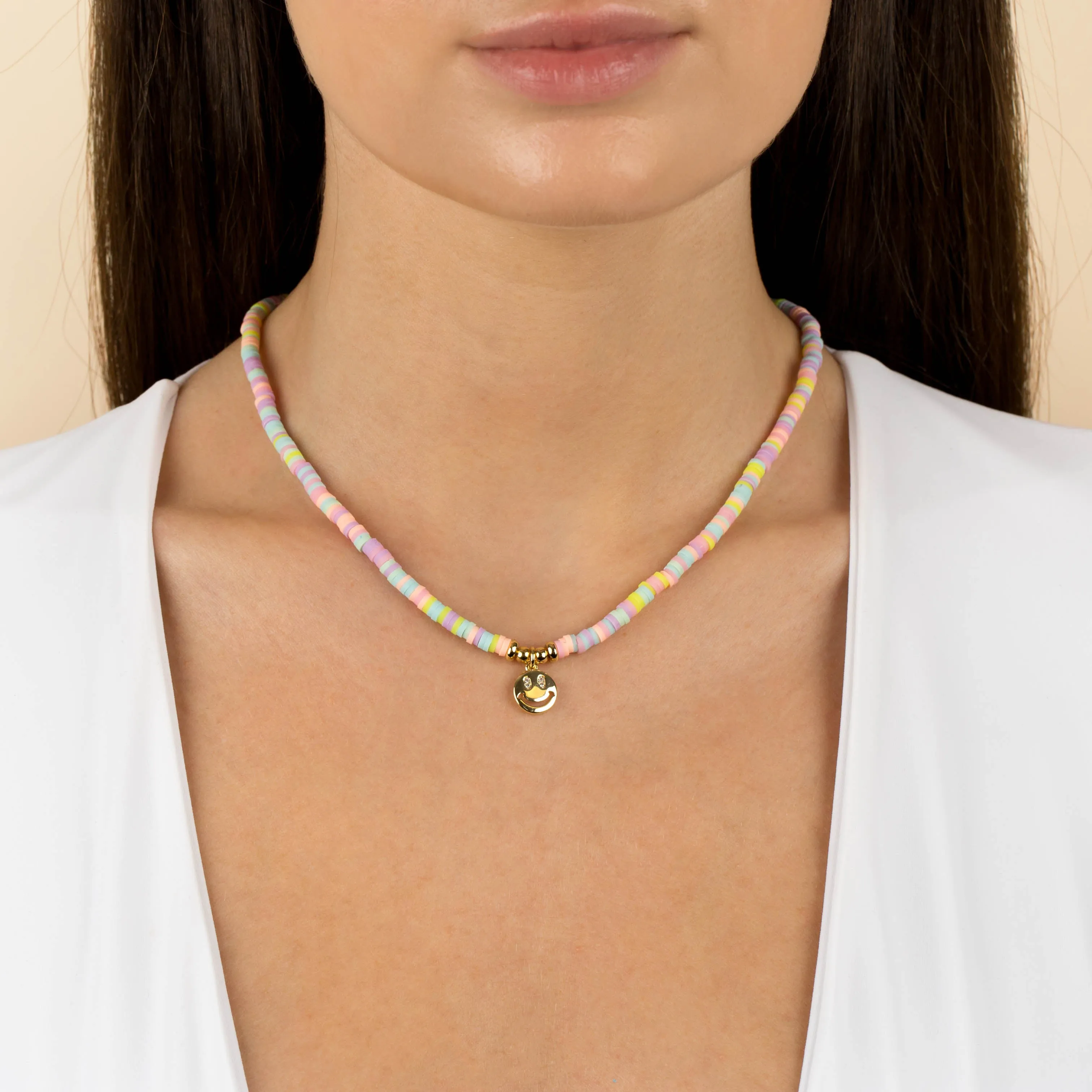 Pastel Smiley Face Necklace