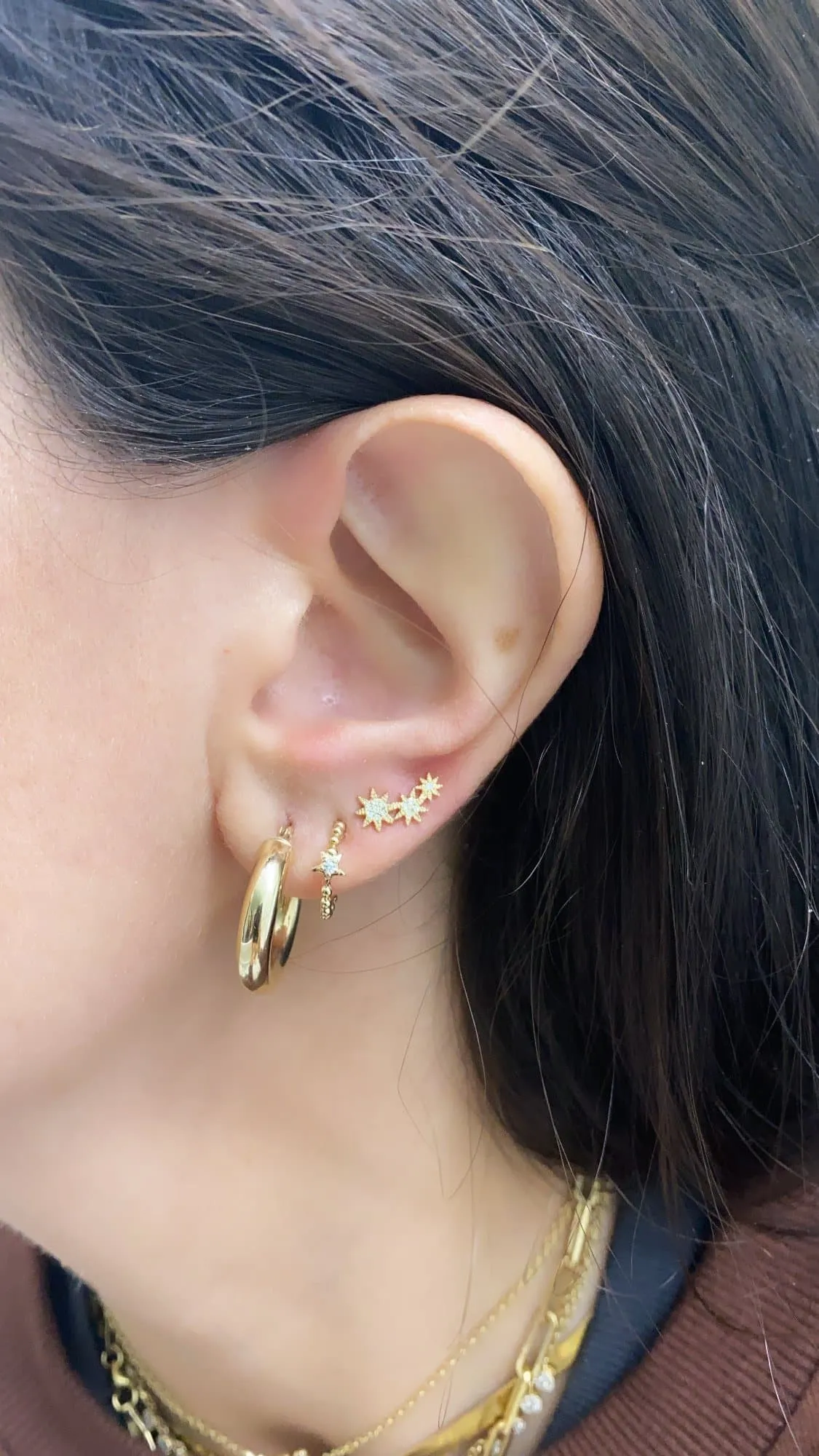 PAVÉ DIAMOND STAR CLIMBER EARRINGS