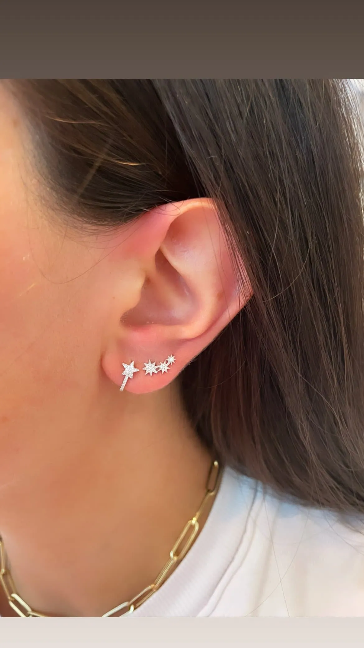 PAVÉ DIAMOND STAR CLIMBER EARRINGS