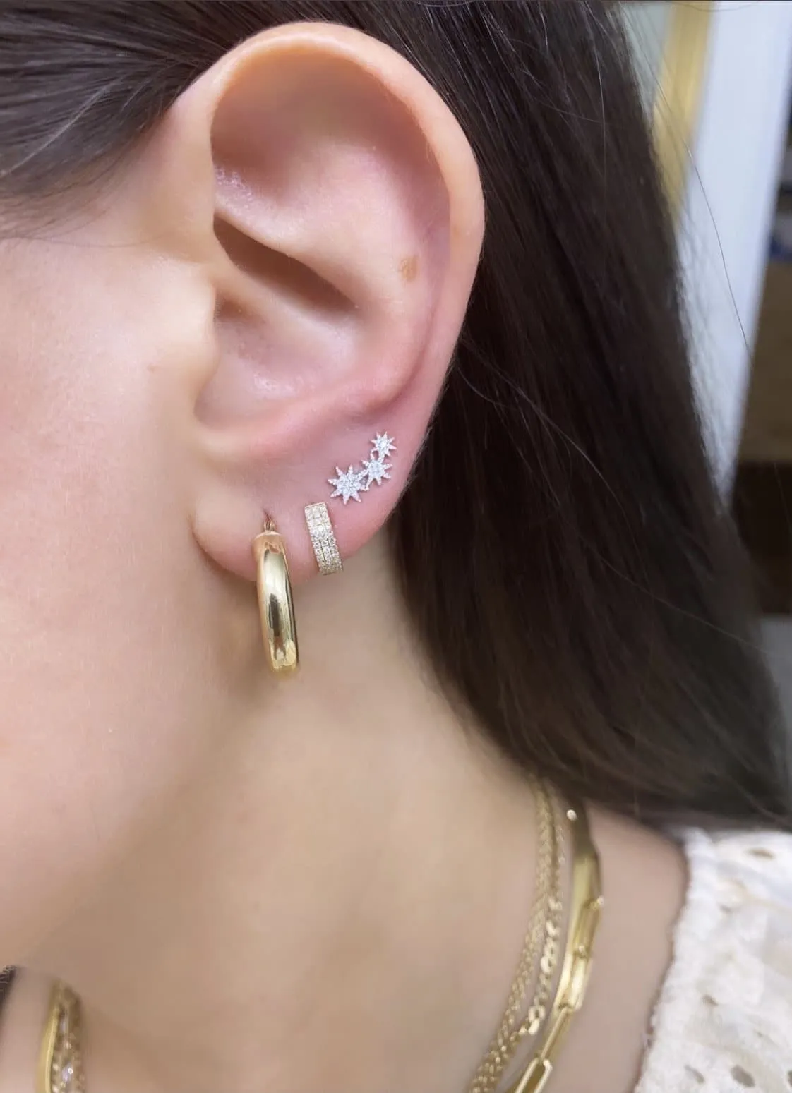 PAVÉ DIAMOND STAR CLIMBER EARRINGS