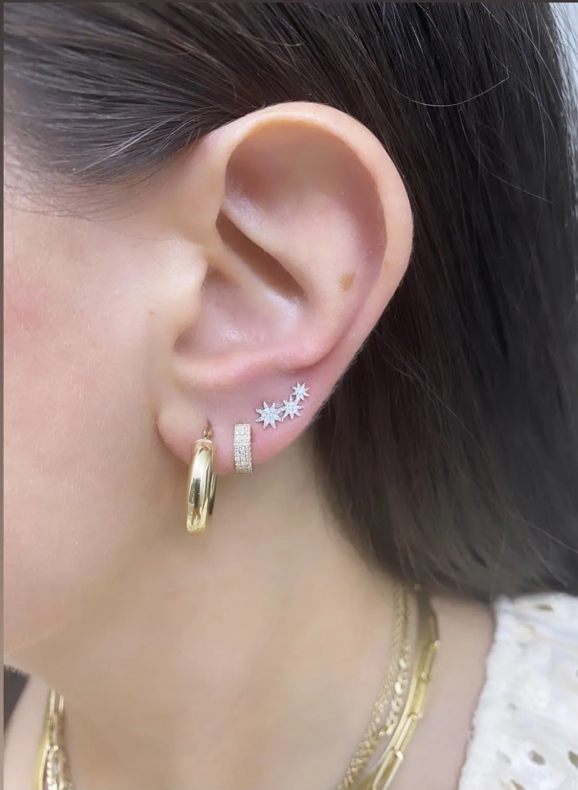 PAVÉ DIAMOND STAR CLIMBER EARRINGS