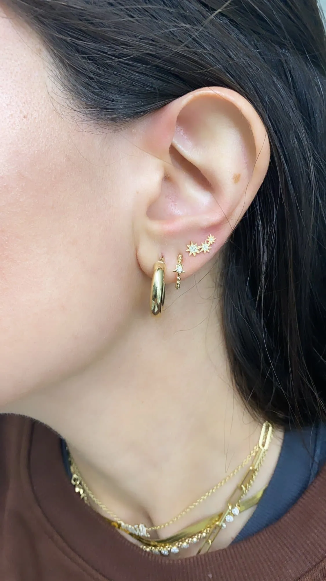 PAVÉ DIAMOND STAR CLIMBER EARRINGS