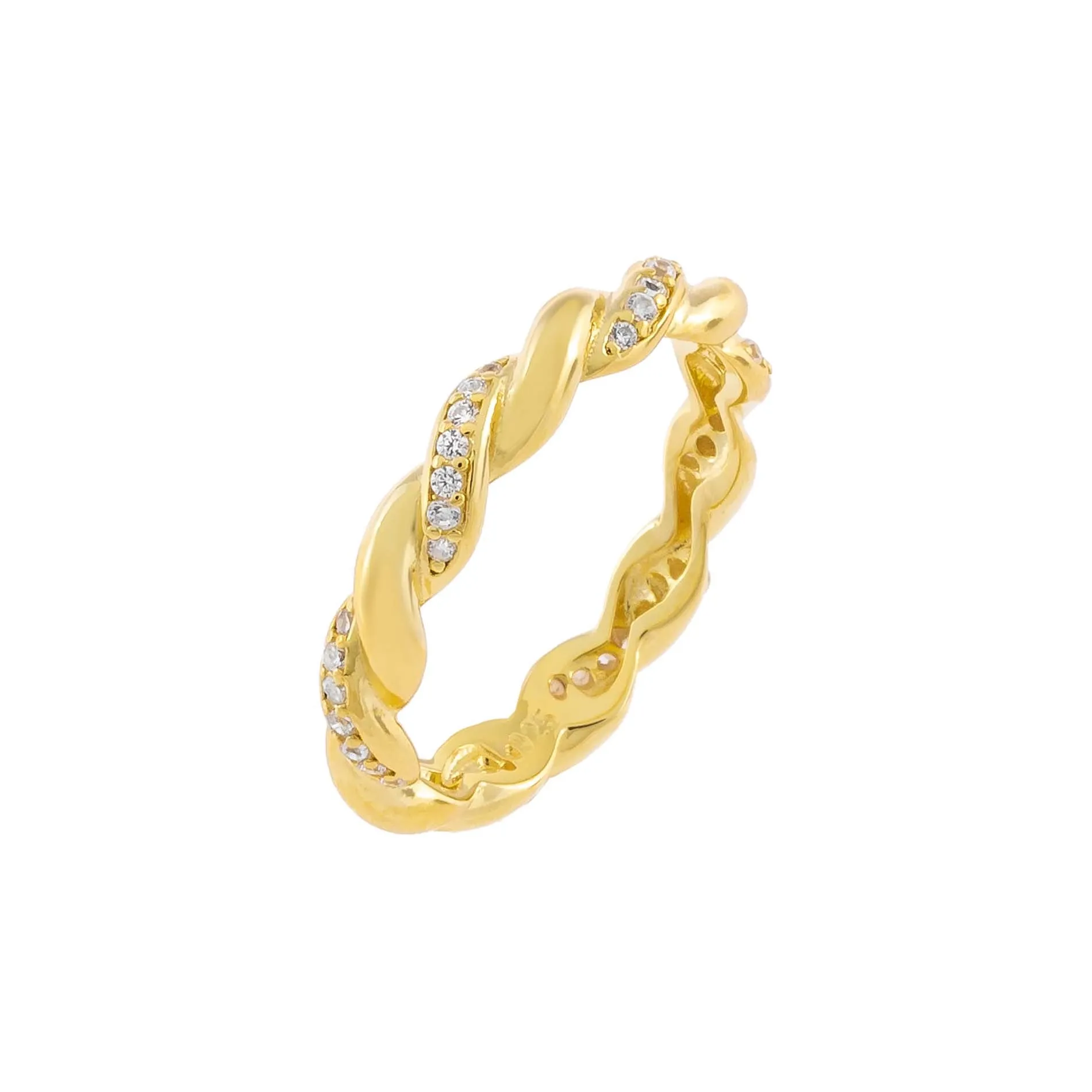 Pavé X Solid Twisted Ring
