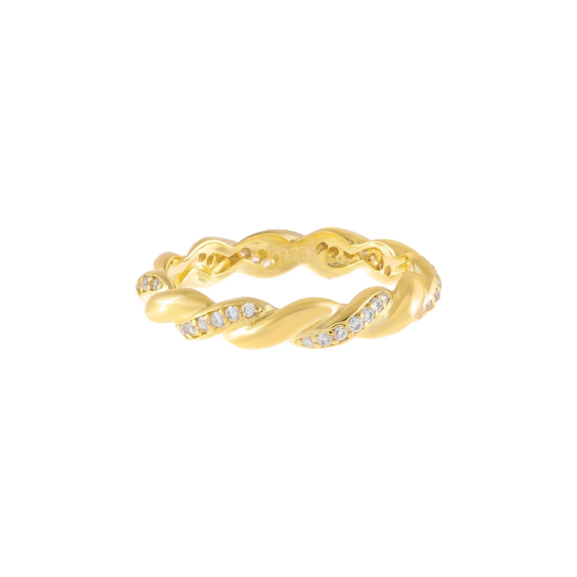Pavé X Solid Twisted Ring