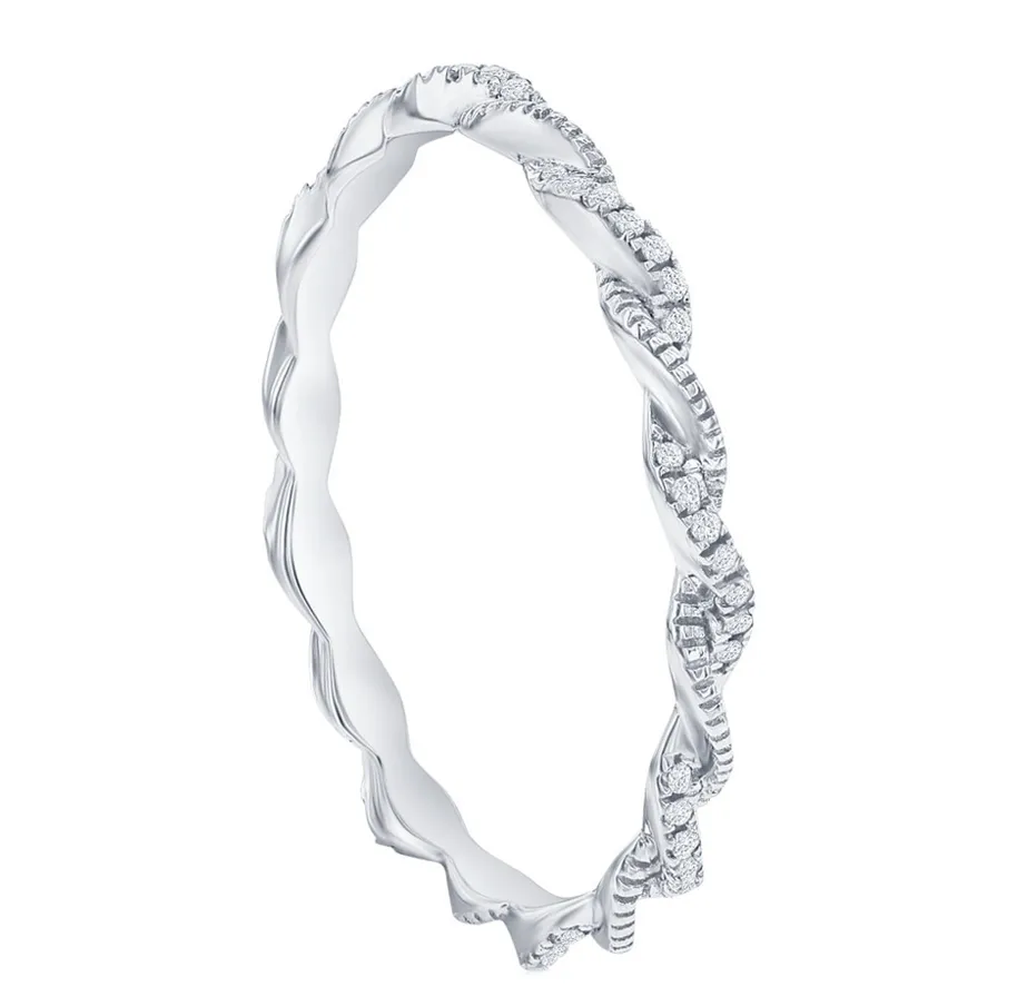 Pave Diamond Twisted Eternity Band