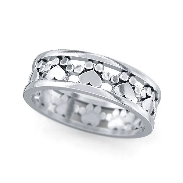 Paw Prints and Hearts Loop Eternity Band