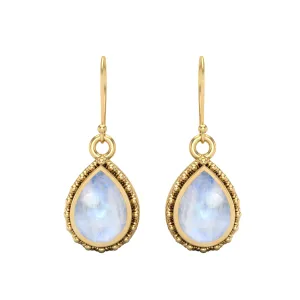Pear Shape Rainbow 9k Yellow Gold Wire Hook Teardrop Women Earrings