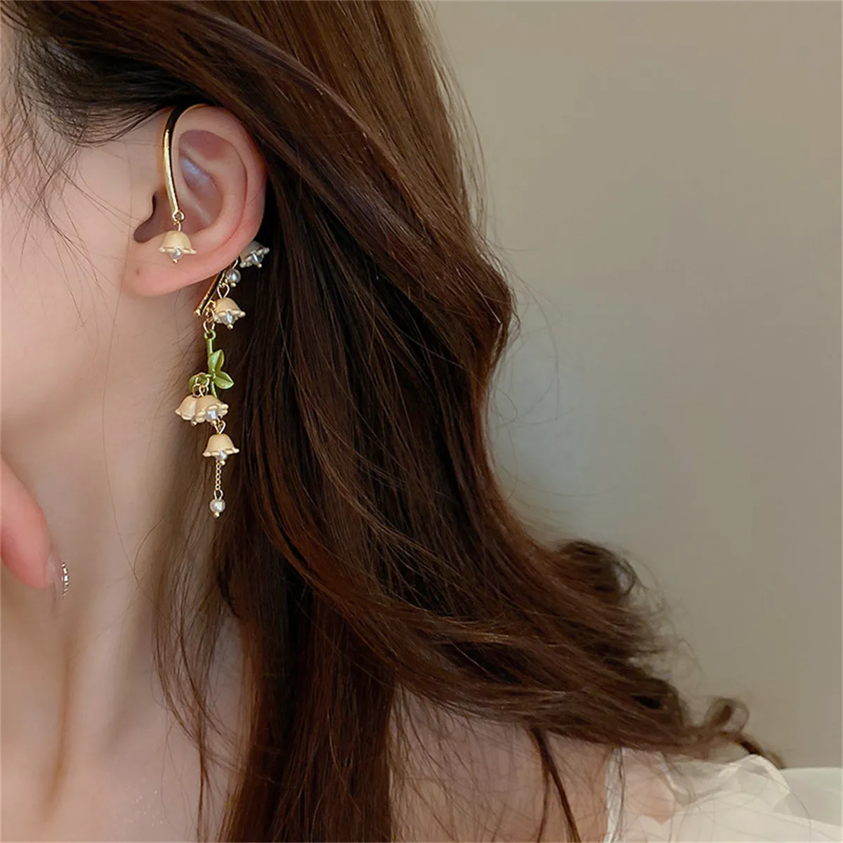 Pearl & 18K Gold-Plated Floral Ear Climber
