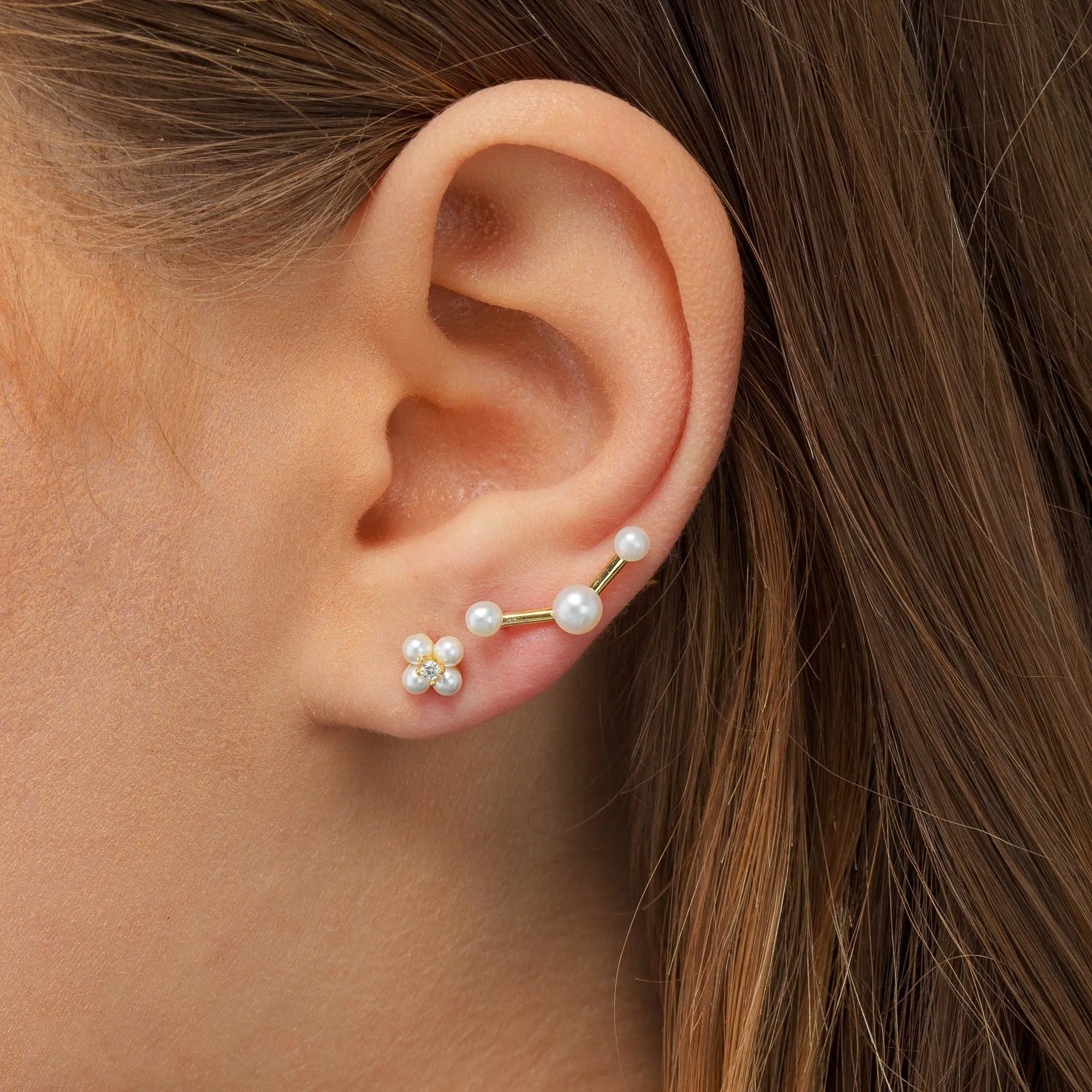 Pearl Trio Ear Climber