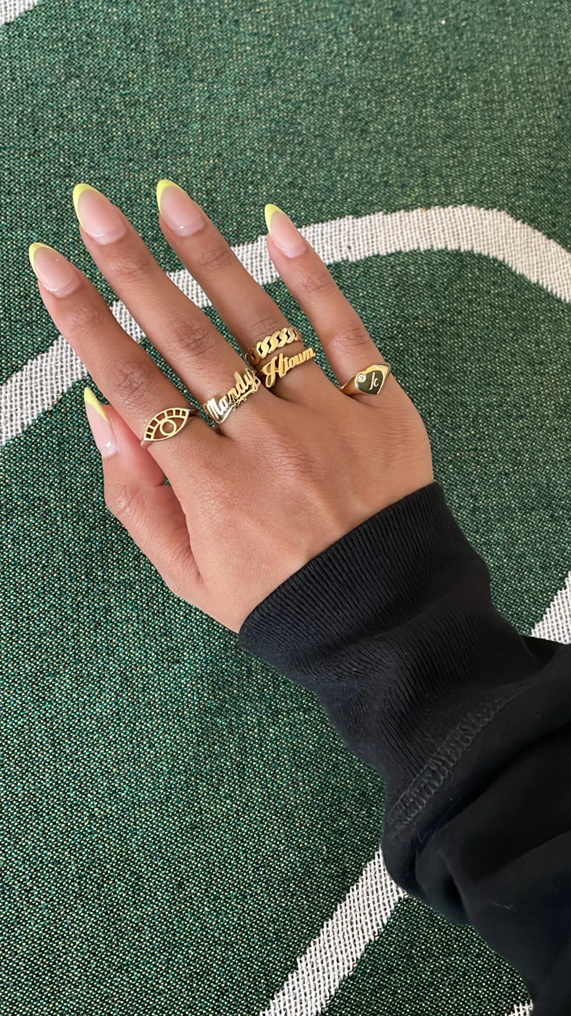 Personalized Script Name Heart Bar Ring