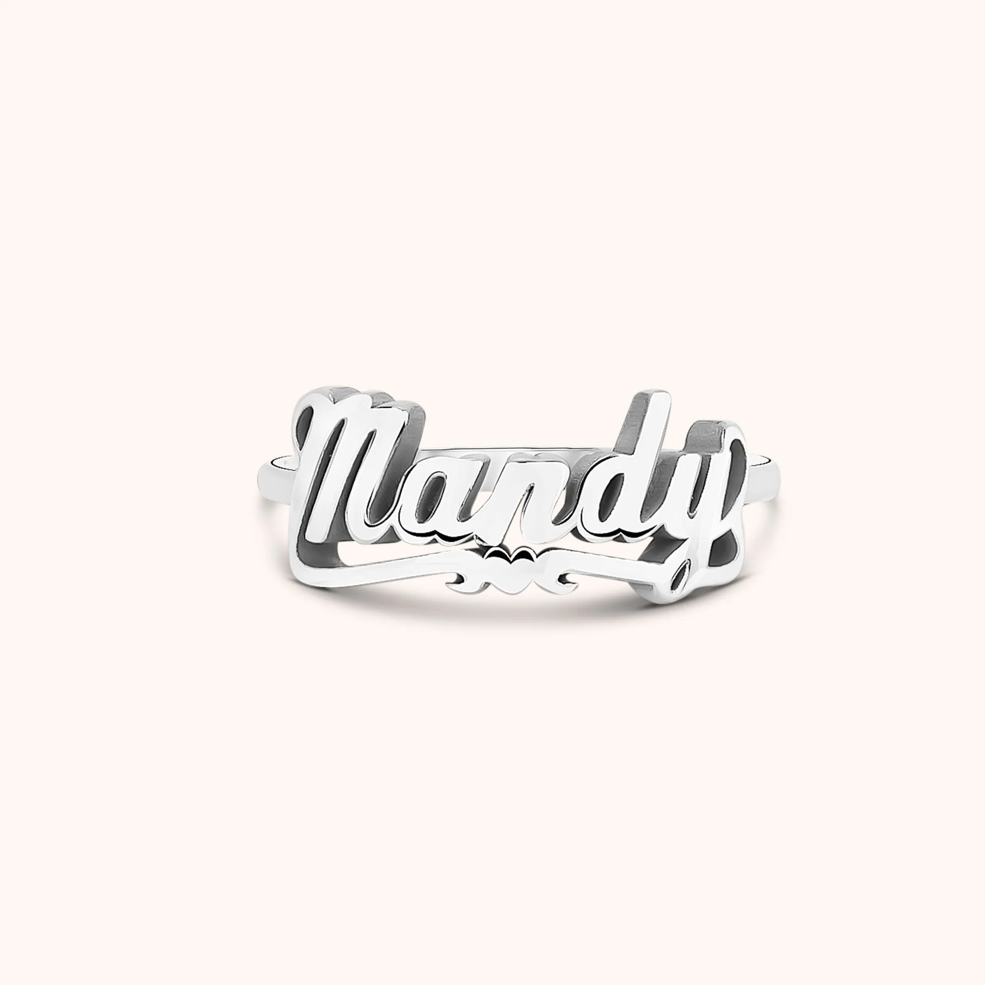 Personalized Script Name Heart Bar Ring