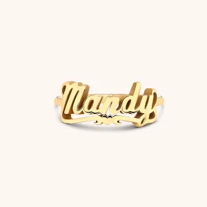Personalized Script Name Heart Bar Ring