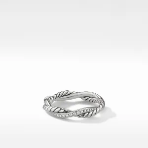 Petite Infinity Twisted Ring with Pavé Diamonds, Size 6