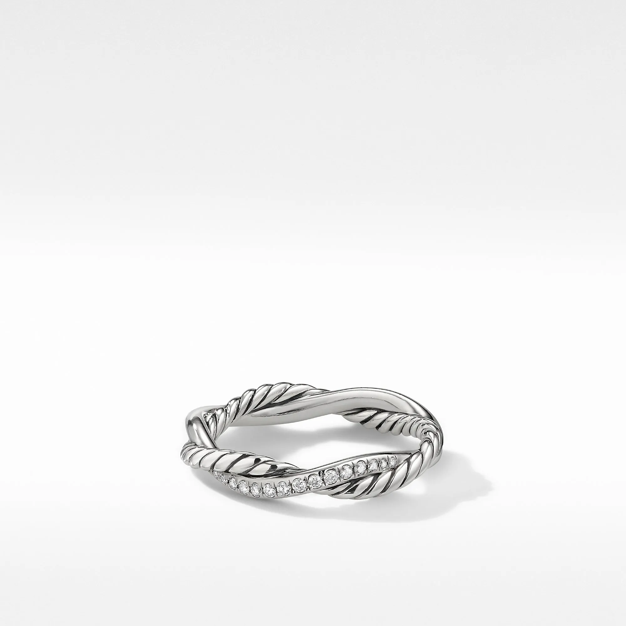 Petite Infinity Twisted Ring with Pavé Diamonds, Size 6