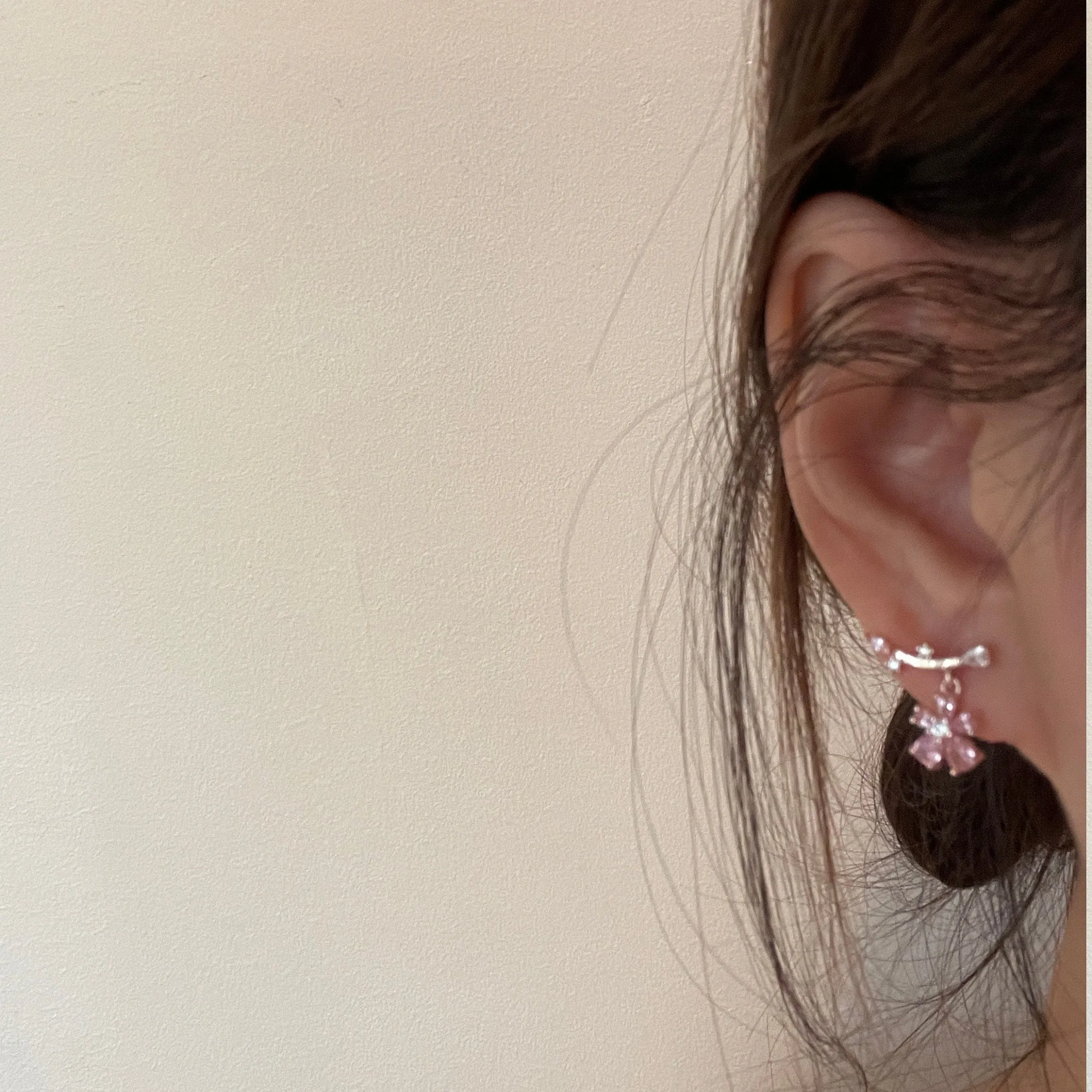 Pink flower earrings