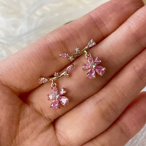 Pink flower earrings