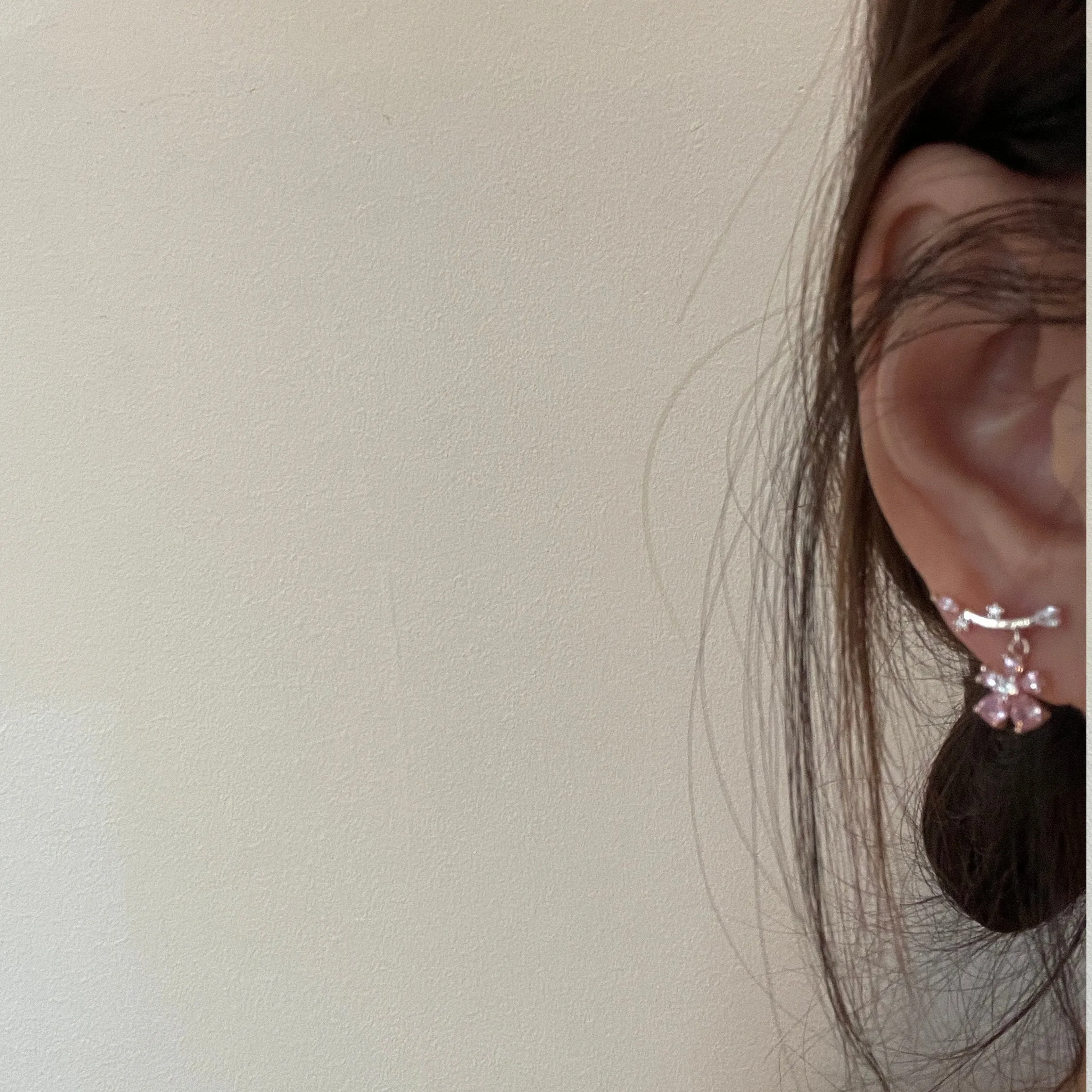 Pink flower earrings
