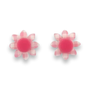 Pink gingham flower 🌸 - stud