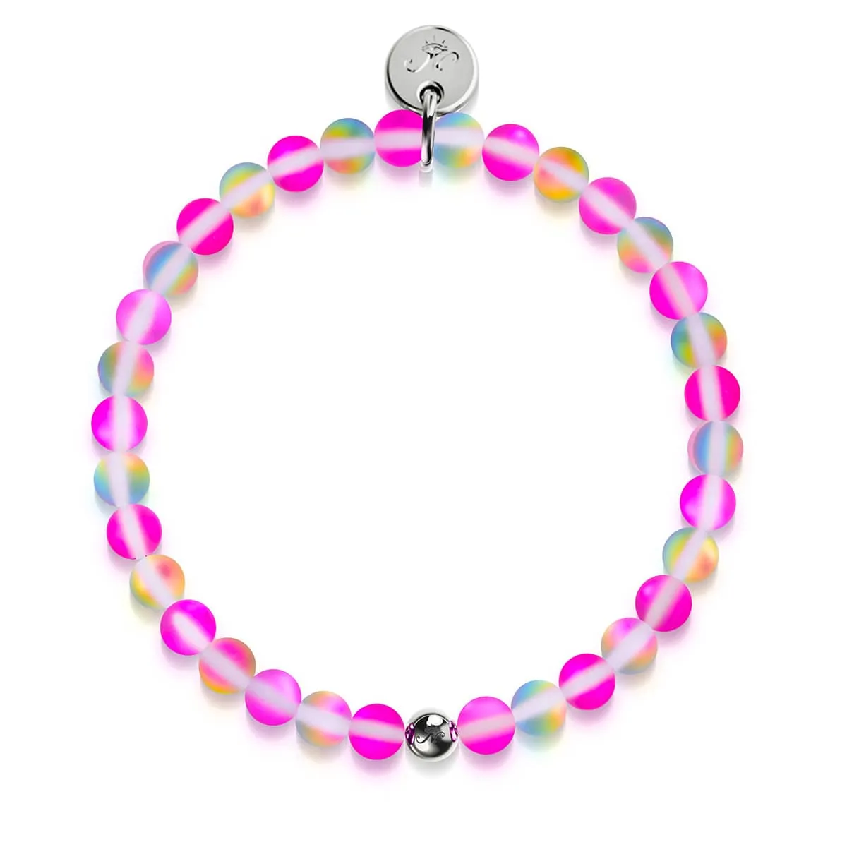 Pink Lemonade | Silver | Mermaid Glass Bead Bracelet