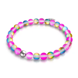 Pink Lemonade | Silver | Mermaid Glass Bead Bracelet