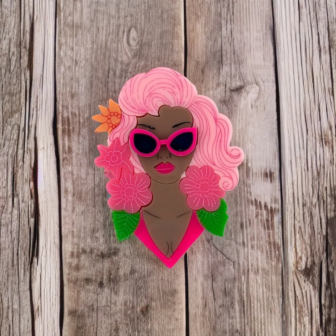 Pink Malibu Princess A 🌸 - brooch - Set of 4