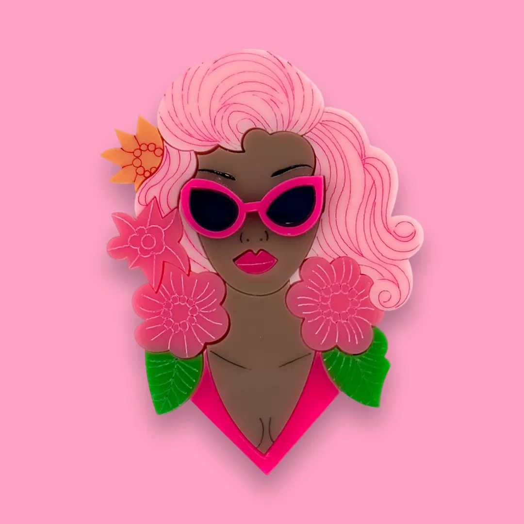 Pink Malibu Princess A 🌸 - brooch - Set of 4