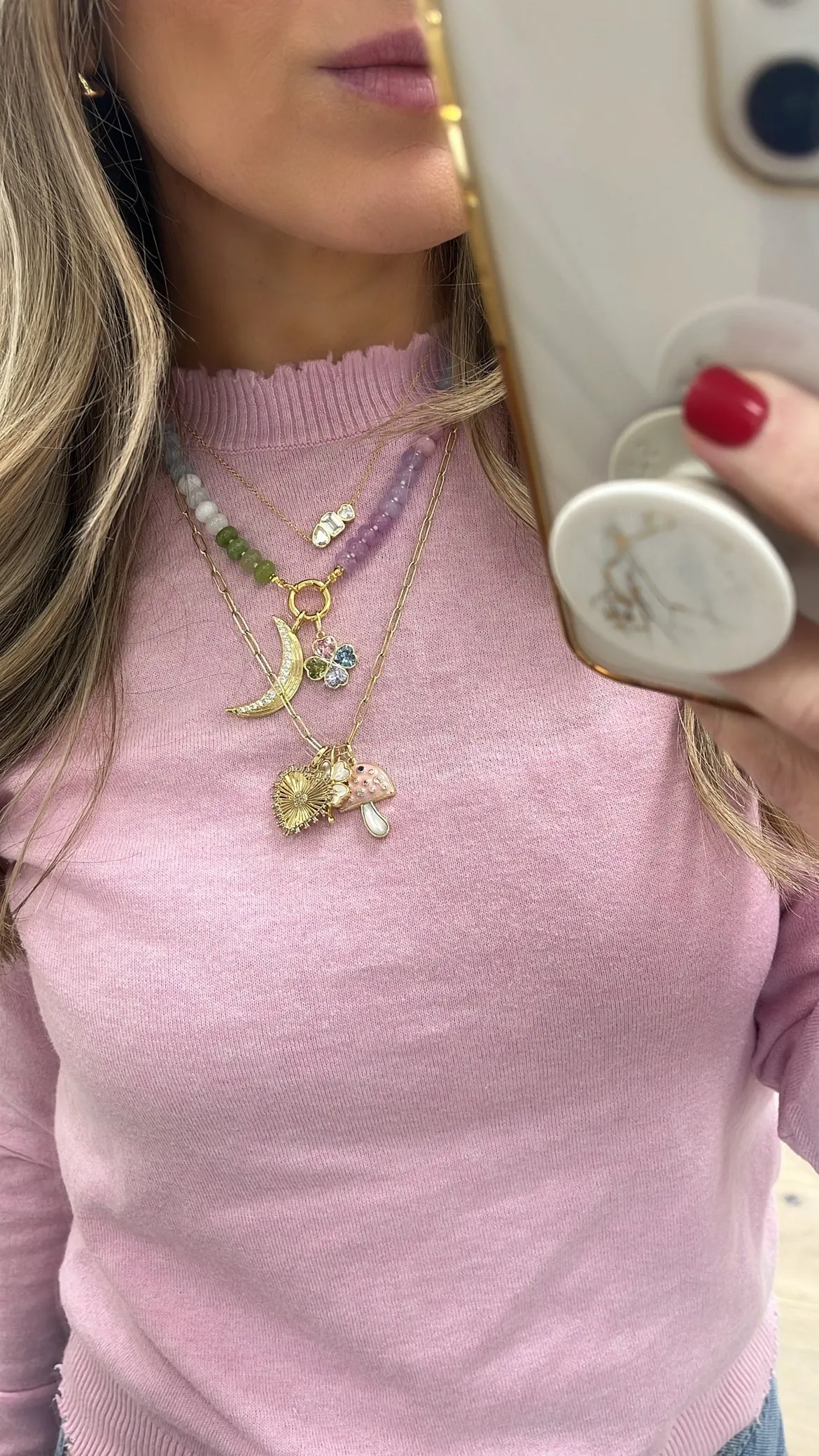 Pink Mushroom Charm