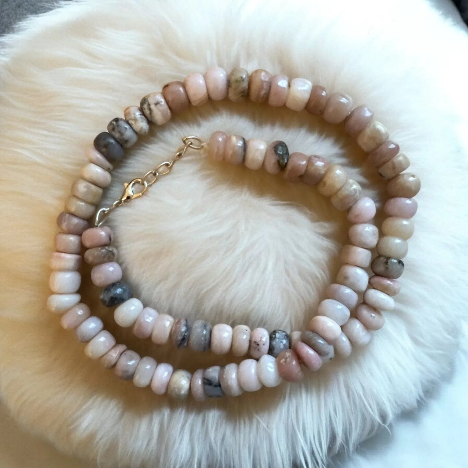 Pink Opal Beaded Necklace