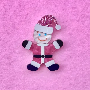 Pink Santa - Mini Brooch - Set of 2