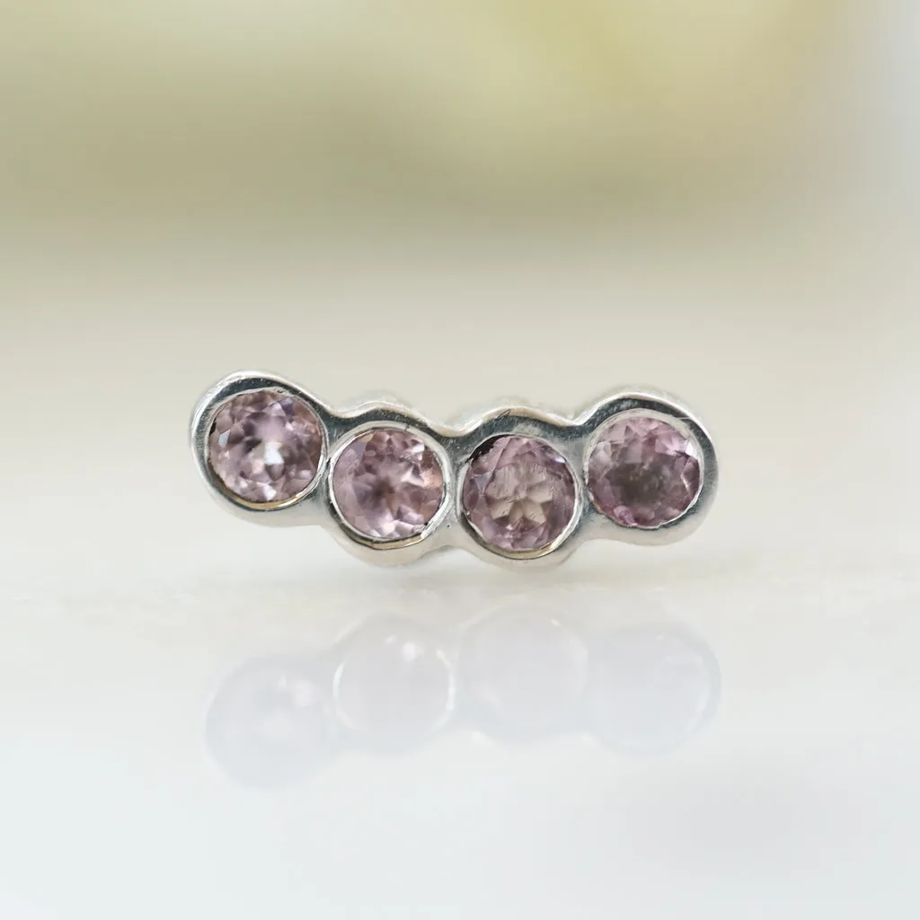 Pink Sapphire ear climber silver earring